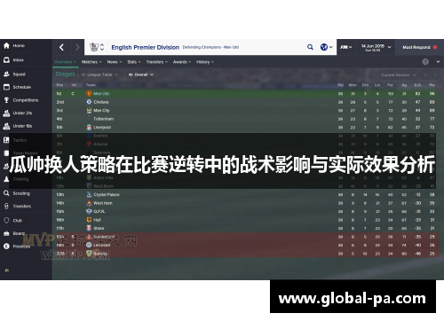 瓜帅换人策略在比赛逆转中的战术影响与实际效果分析
